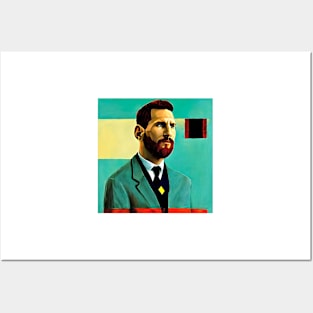 Messi  in suit Posters and Art